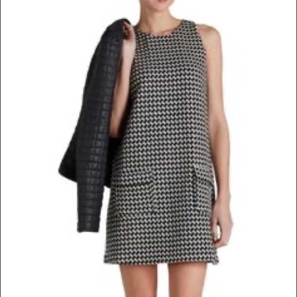 Joie Mirella Caviar Sleeveless Checked Wool Dress